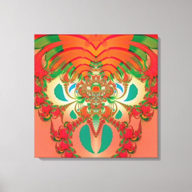 Red Owl Fractal Abstract Art Canvas Print (Front)