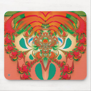 Red Owl Fractal Abstract Art Mouse Pad