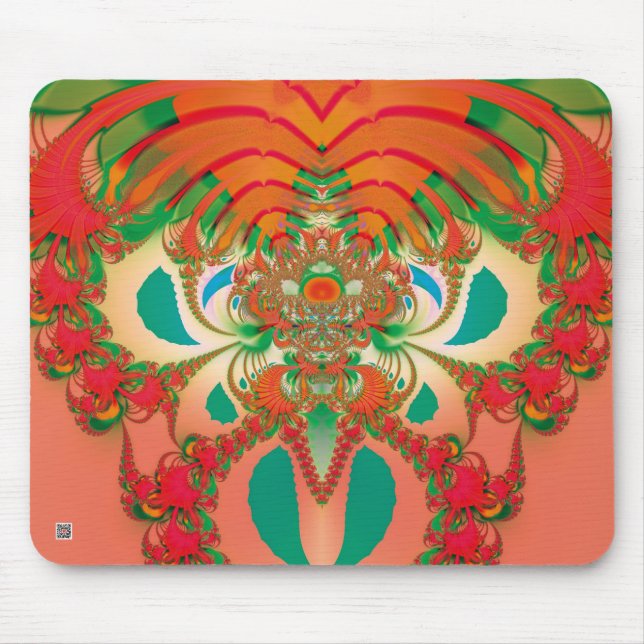 Red Owl Fractal Abstract Art Mouse Pad (Front)