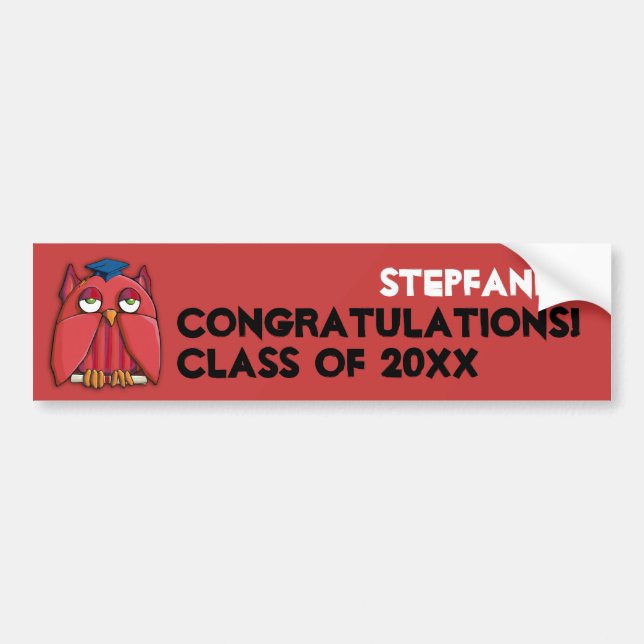 Red Owl Grad red Birthday Bumper Sticker (Front)