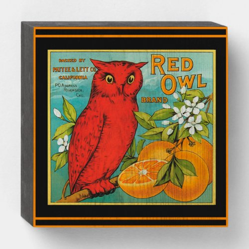 Red Owl Oranges packing label Wooden Box Sign