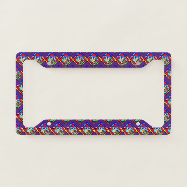 Red Owl Retro Diamond License Plate Frame (Front)