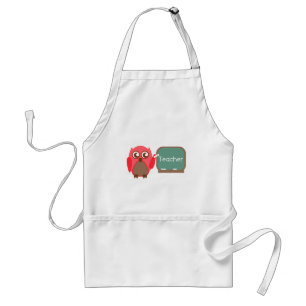 Red Owl Teacher At Chalkboard Adult Apron