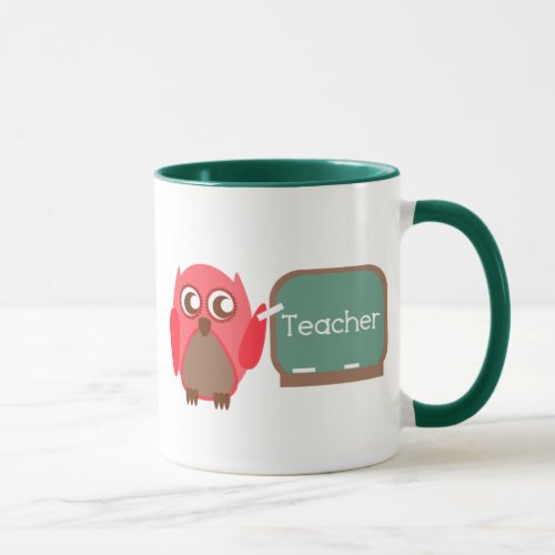Red Owl Teacher At Chalkboard Mug