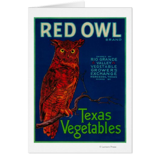 Red Owl Vegetable Label Cards (Front)