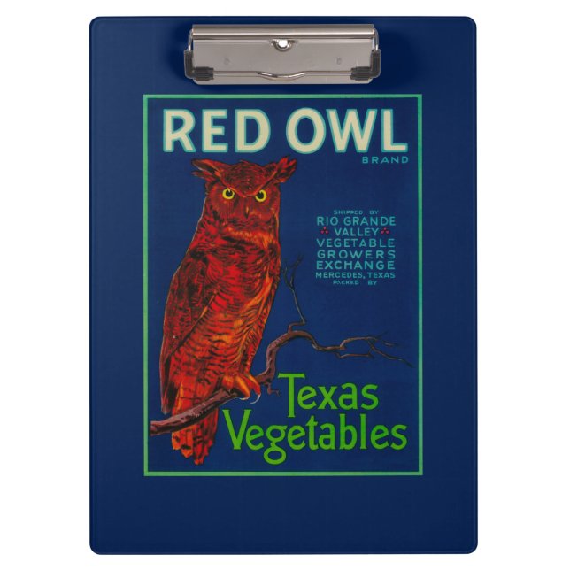 Red Owl Vegetable Label Clipboard (Front)