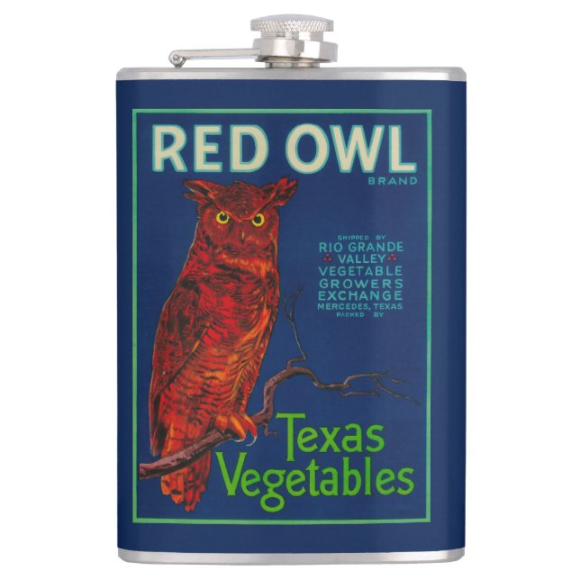 Red Owl Vegetable Label Flask (Front)