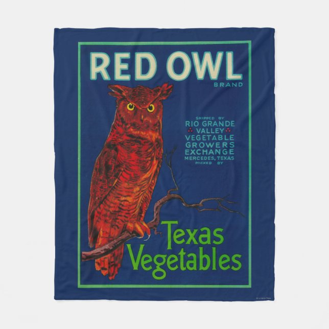 Red Owl Vegetable Label Fleece Blanket (Front)