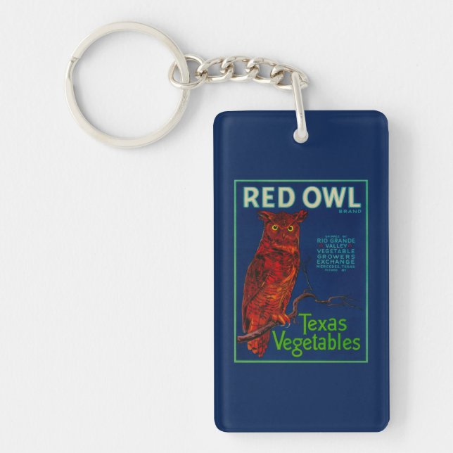 Red Owl Vegetable Label Keychain (Front)