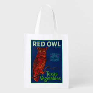 Red Owl Vegetable Label Reusable Grocery Bag