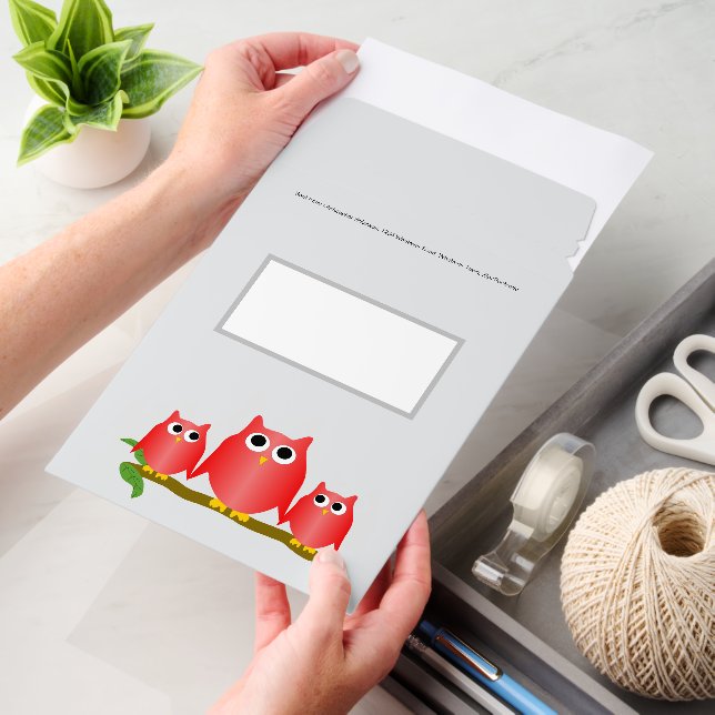 Red Owls Design Envelope Mailers (Desk)