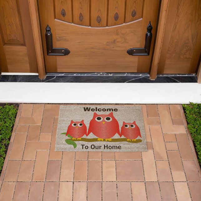 Red Owls Design Personalised Fiber Doormat (Insitu (Outdoor))
