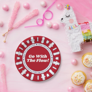 Red Pad Border Name First Period Party Paper Plates