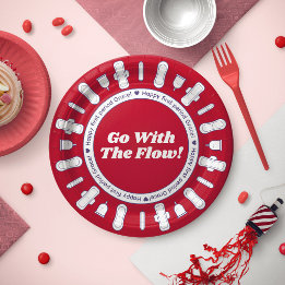 Red Pad Border Name First Period Party Paper Plates