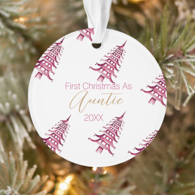 Red  Pagoda Christmas Tree "First Christmas as" Ornament (Tree)