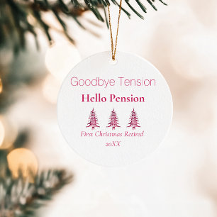 Red Pagoda Christmas Trees Retirement 1-Photo Ceramic Ornament