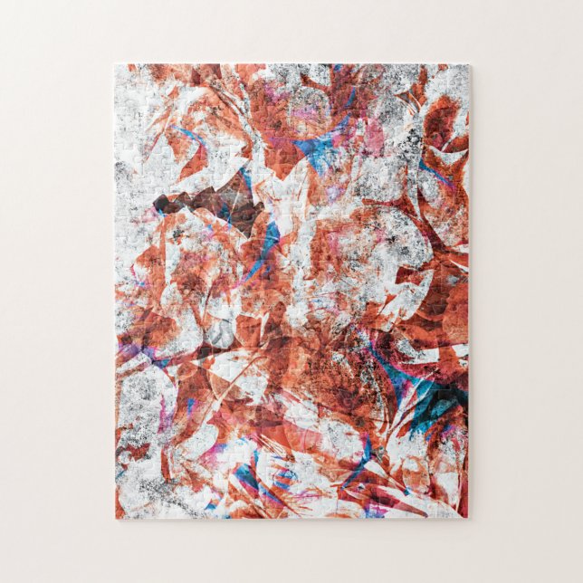 Red paint brush abstract modern digital art jigsaw puzzle (Vertical)