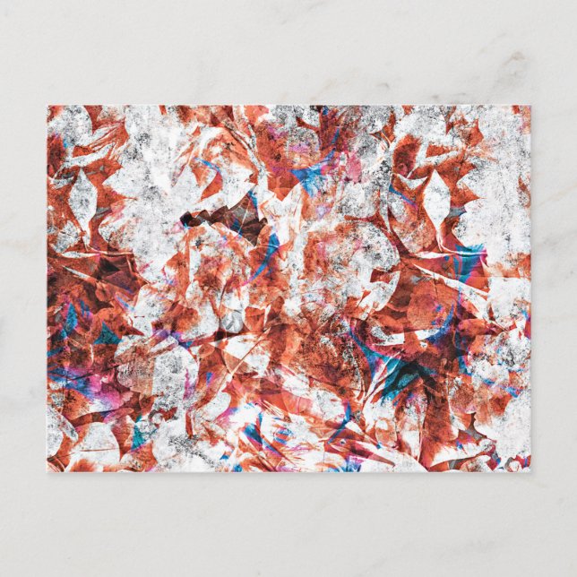 Red paint brush abstract modern digital art postcard (Front)