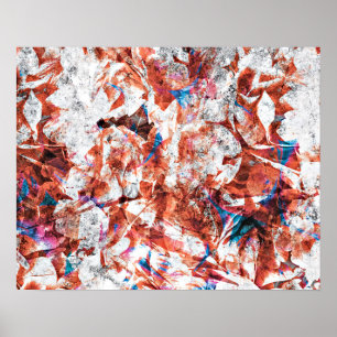Red paint brush abstract modern digital art poster