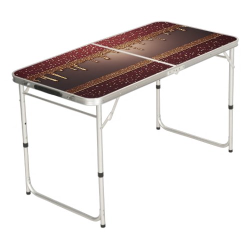  Red Paint Drip Gold Glitter Texture ✨ Beer Pong Table