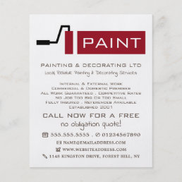 Red Paint Roller, Painter &amp; Decorator Advertising Flyer