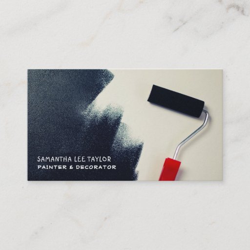 Customizable Red Paint Roller, Painter &amp; Decorator Business Card