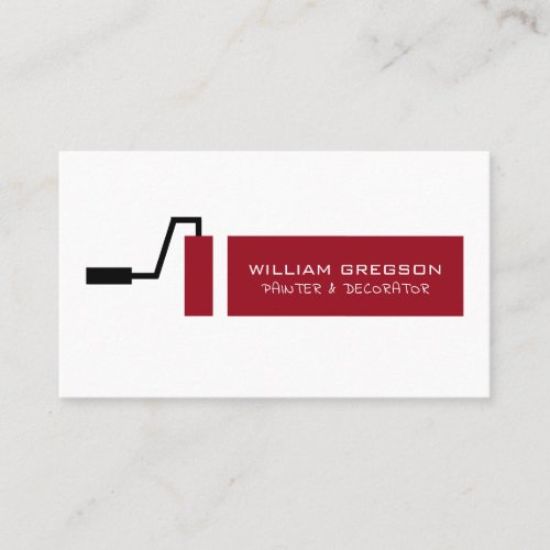 Red Paint Roller Painter  Decorator Business Card