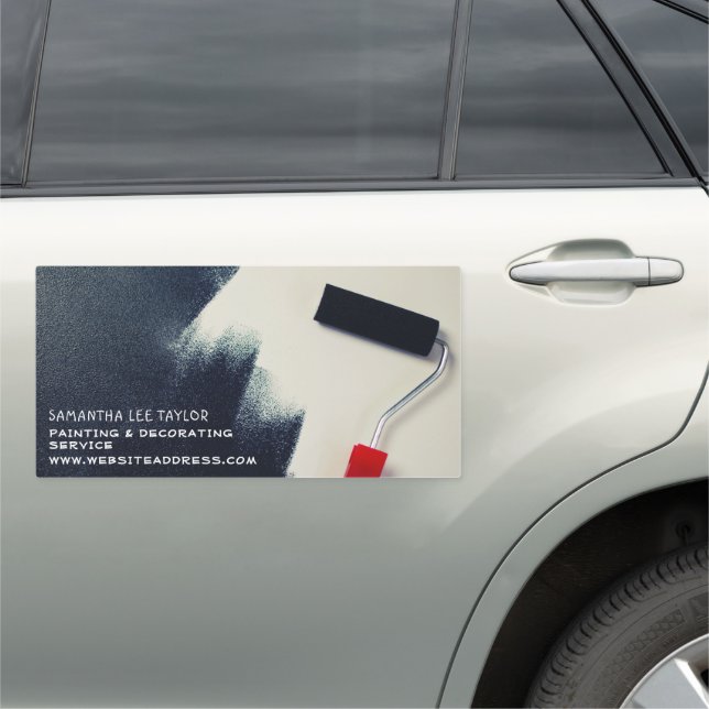 Red Paint Roller, Painter & Decorator Car Magnet (In Situ)