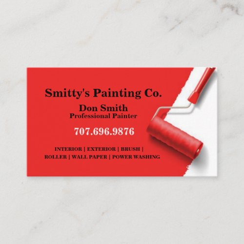 Red Paint  Roller Painting Company Business Card