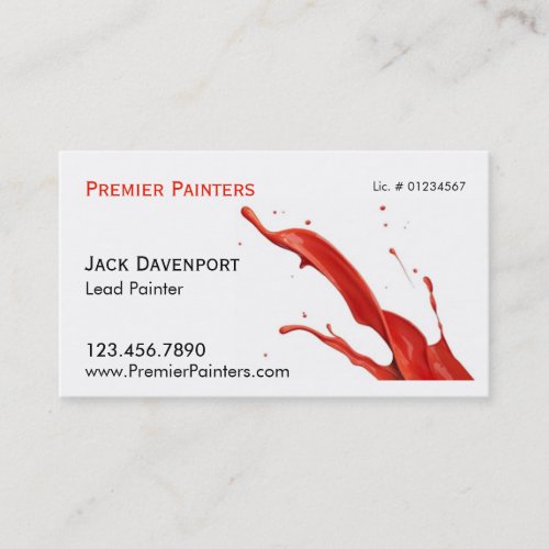 Red Paint Splash  Professional Painter Two Sided Business Card