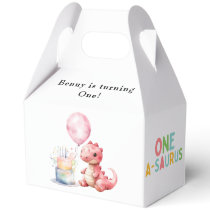 Red Painted Dinosaur One A Saurus Birthday  Favor Boxes