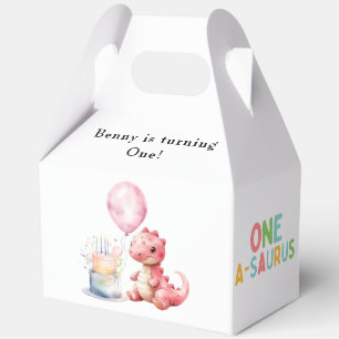 Red Painted Dinosaur One A Saurus Birthday Favor Boxes