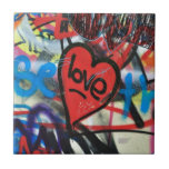 Red Painted Heart Love Graffiti Ceramic Tile at Zazzle