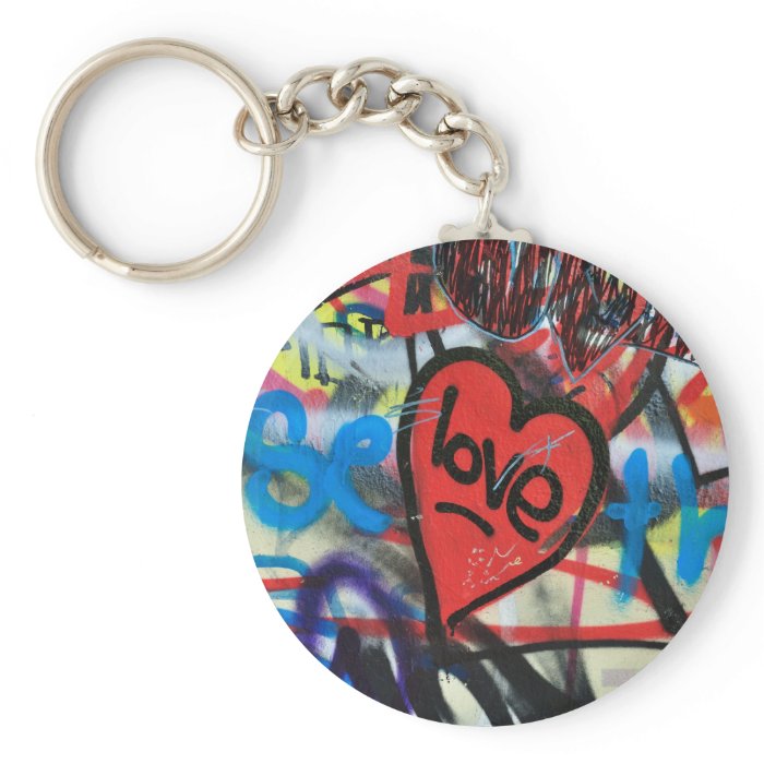 red painted heart love graffiti keychain