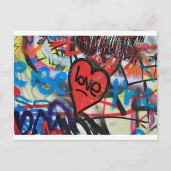 Red Painted Heart Love Graffiti Postcard by sirylok at Zazzle