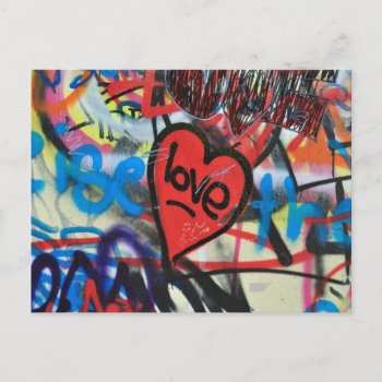 Red Painted Heart Love Graffiti Postcard by sirylok at Zazzle