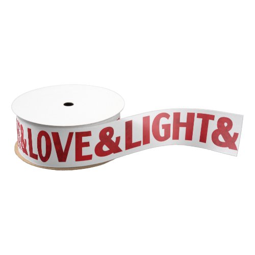 Red Painted Merry  Bright Love  Light Grosgrain Ribbon