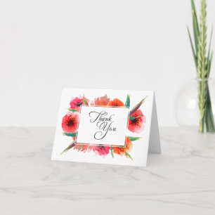 Red Painted Poppies Floral Thank You Card