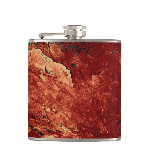 Red Painted Rock Flask (Front)