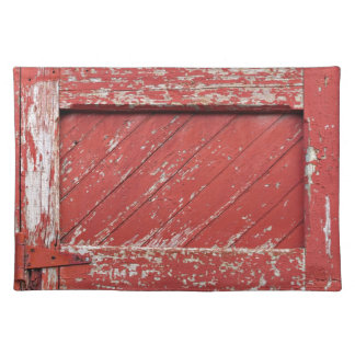 Red Painted Wooden Barn Door Cloth Placemat
