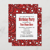 Red Paisley Bandana Inspired Birthday Invitation (Front/Back)
