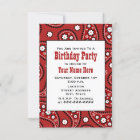 Red Paisley Bandana Inspired Birthday Invitation