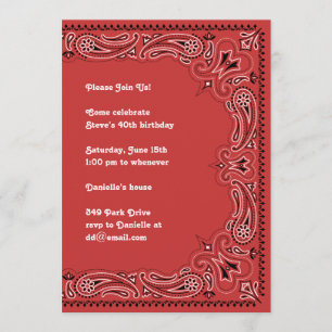 Red Paisley Bandana Invitation