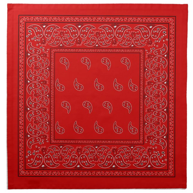 Red paisley bandana style napkin (Front)