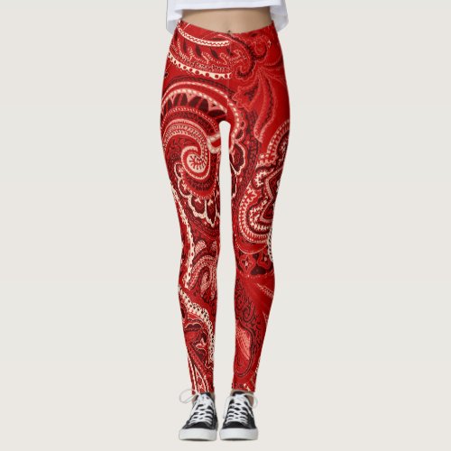 Red Paisley Bandanna Unique Retro Pants Custom