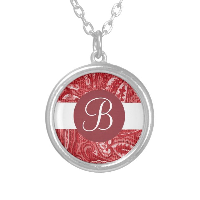 Red paisley custom monogram necklace (Front)