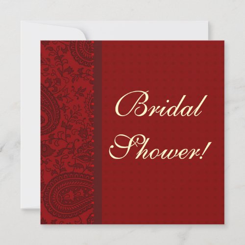 Red Damask brocade Indian bridal shower Custom Invite