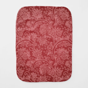 Red Paisley Damask Designer Floral Classic Baby Burp Cloth