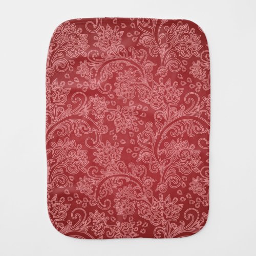 Red Paisley Damask Designer Floral Classic Baby Burp Cloth