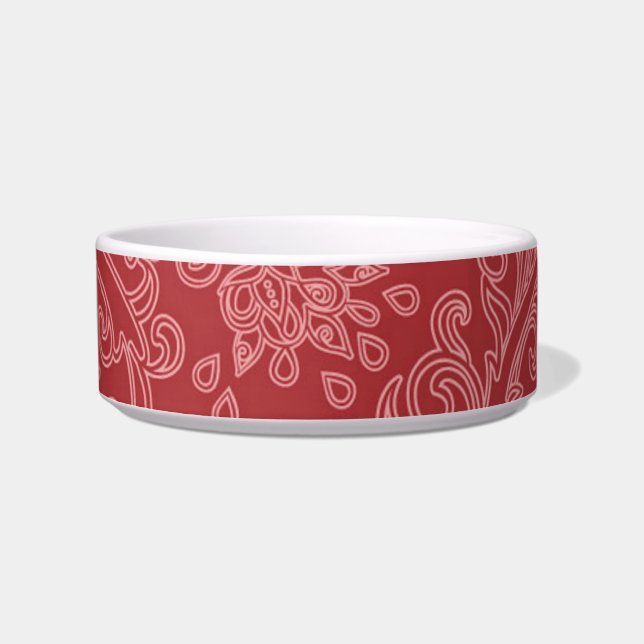 Red Paisley Damask Designer Floral Classic Bowl (Front)